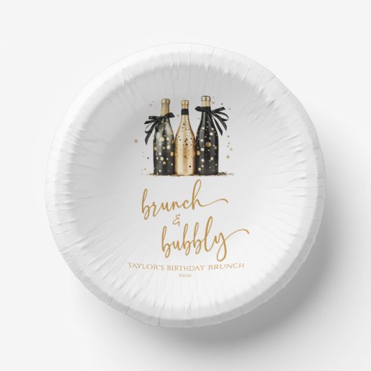 Brunch en Bubbly Champagne Verjaardag Brunch Party Papieren Kommen (Voorkant)