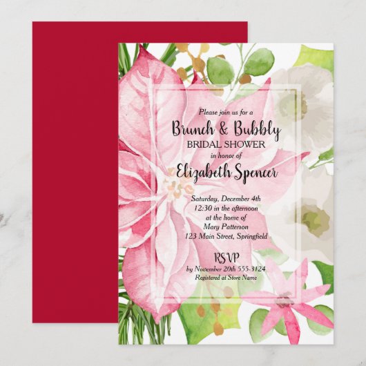 Brunch en Bubbly Christmas Floral Vrijgezellenfees Kaart (Voorkant / Achterkant)