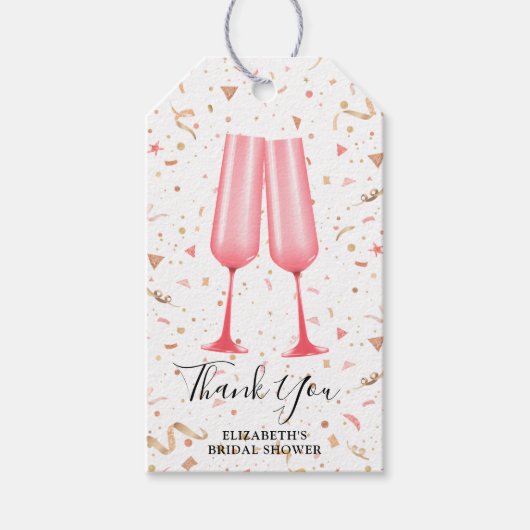 Brunch en Bubbly Dank u Vrijgezellenfeest Gift Lab Cadeaulabel (Voorkant)