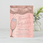 Brunch en bubbly Douche Blush Roos goud Kaart (Staand voorkant)