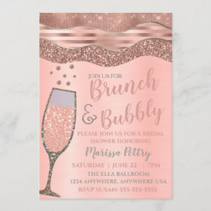 Brunch en bubbly Douche Blush Roos goud Kaart