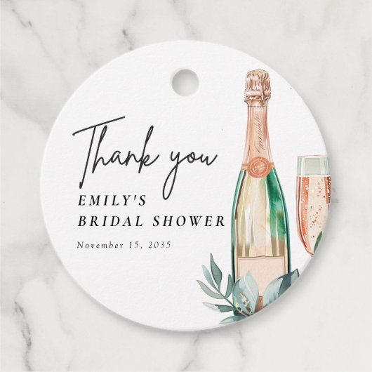 Brunch en Bubbly Elegant Vrijgezellenfeest Bedankjes Labels (Voorkant)
