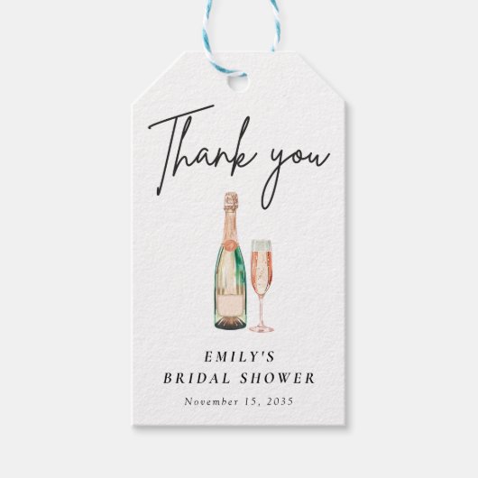 Brunch en Bubbly Elegant Vrijgezellenfeest Cadeaulabel (Voorkant)