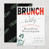 Brunch en Bubbly Eucalyptus Floral Vrijgezellenfee Kaart (Voorkant / Achterkant)