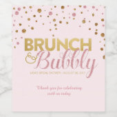 Brunch en Bubbly Faux Gold Foil Glitter Confetti Wijn Etiket (Enkel label)