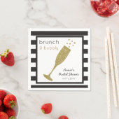 Brunch en Bubbly Faux Gold Glitter & Zwarte Drink Servetten (Insitu)