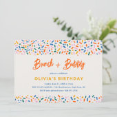 Brunch en Bubbly Feestelijke Leuke Verjaardagsfees Kaart (Staand voorkant)