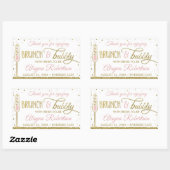 Brunch en Bubbly Flessenwikkel, Faux Glitter Rechthoekige Sticker (Vel)