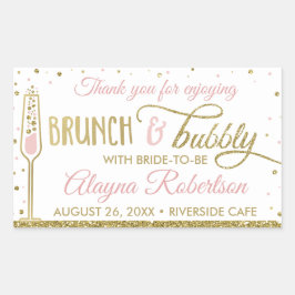 Brunch en Bubbly Flessenwikkel, Faux Glitter Rechthoekige Sticker