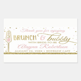 Brunch en Bubbly Flessenwikkel, Faux Glitter Rechthoekige Sticker