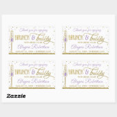 Brunch en Bubbly Flessenwikkel, Faux Glitter Rechthoekige Sticker (Vel)
