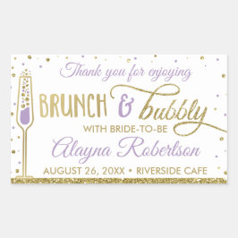 Brunch en Bubbly Flessenwikkel, Faux Glitter Rechthoekige Sticker