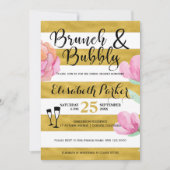 Brunch en bubbly floral stripe gouden vrijgezellen kaart (Voorkant)