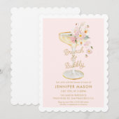 Brunch en Bubbly Floral Vrijgezellenfeest Kaart (Voorkant / Achterkant)