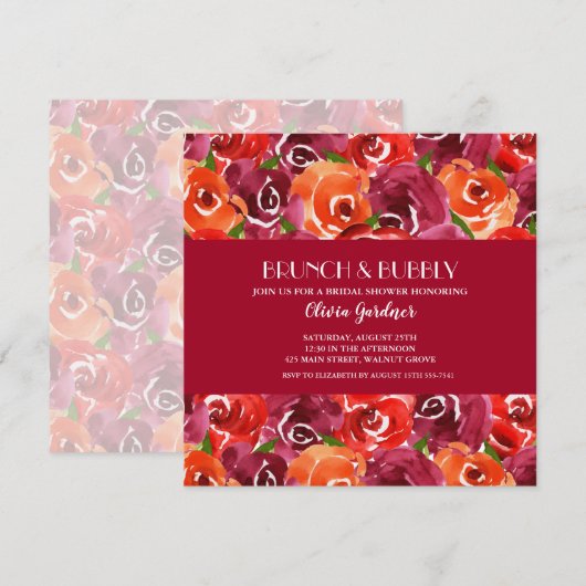 Brunch en Bubbly Floral Vrijgezellenfeest Kaart (Voorkant / Achterkant)