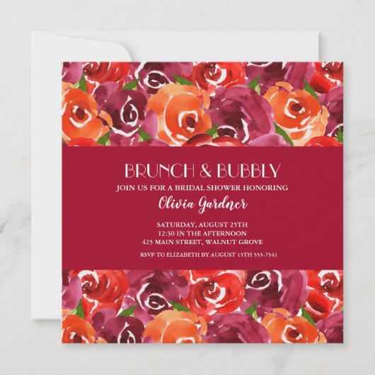 Brunch en Bubbly Floral Vrijgezellenfeest Kaart (Voorkant)