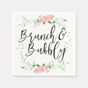 Brunch en Bubbly Floral Vrijgezellenfeest servet