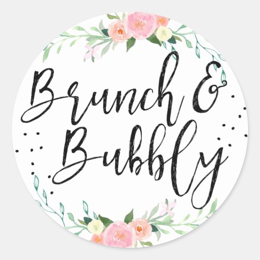Brunch en Bubbly Floral Vrijgezellenfeest Sticker (Voorkant)