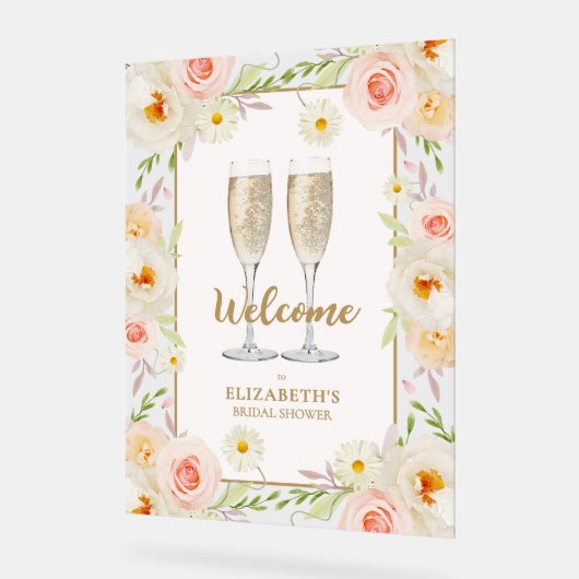 Brunch en Bubbly Floral Vrijgezellenfeest Welkom Acryl Bord (Hoek)