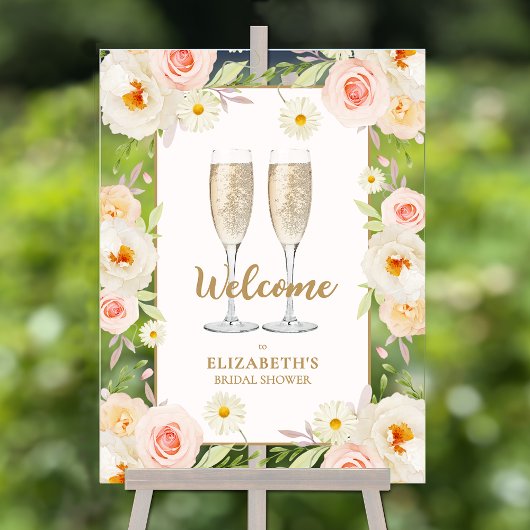 Brunch en Bubbly Floral Vrijgezellenfeest Welkom Acryl Bord