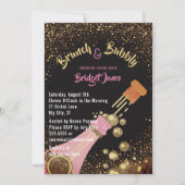 Brunch en Bubbly Glitter Bruids Douche Uitnodiging (Voorkant)