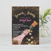 Brunch en Bubbly Glitter Bruids Douche Uitnodiging (Staand voorkant)