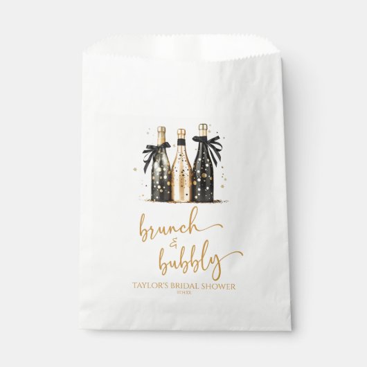 Brunch en Bubbly Gold Champagne Vrijgezellenfeest Bedankzakje (Voorkant)