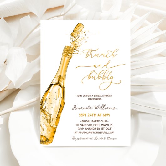 Brunch en Bubbly Gold Champagne Vrijgezellenfeest Kaart
