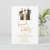 Brunch en Bubbly Gold Champagne Vrijgezellenfeest Kaart (Staand voorkant)