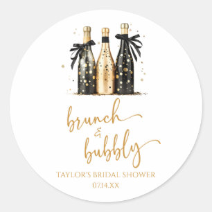 Brunch en Bubbly Gold Champagne Vrijgezellenfeest Ronde Sticker