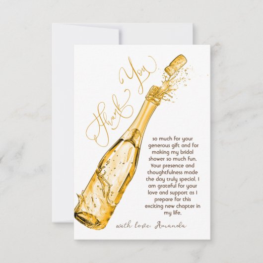 Brunch en Bubbly Gold Elegant Vrijgezellenfeest Bedankkaart (Voorkant)