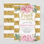 Brunch en Bubbly Gold Floral Vrijgezellenfeest Kaart (Voorkant / Achterkant)