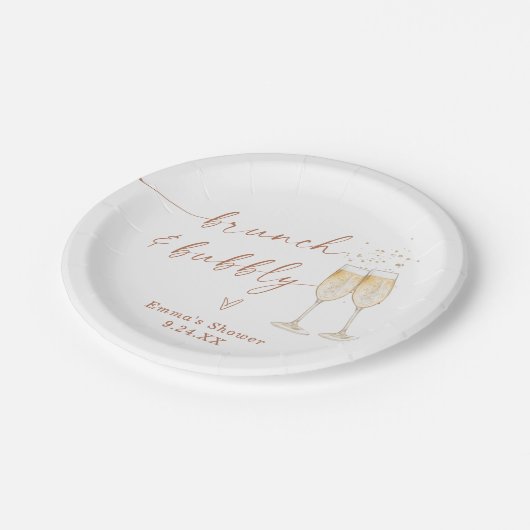 Brunch en Bubbly Gold Vrijgezellenfeest Papieren Bordje (Gekanteld)