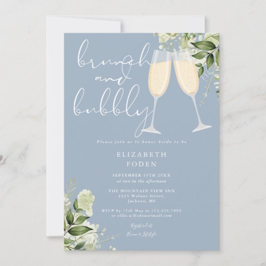 Brunch en Bubbly Greenery Vrijgezellenfeest Kaart (Voorkant)