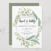 brunch en bubbly greenery vrijgezellenfeest kaart (Voorkant / Achterkant)