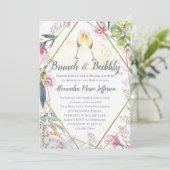 Brunch en Bubbly Groene Roze Lelie Vrijgezellenfee Kaart (Staand voorkant)