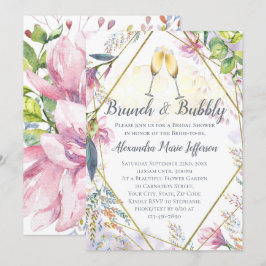 Brunch en Bubbly Groene Roze Lelie Vrijgezellenfee Kaart