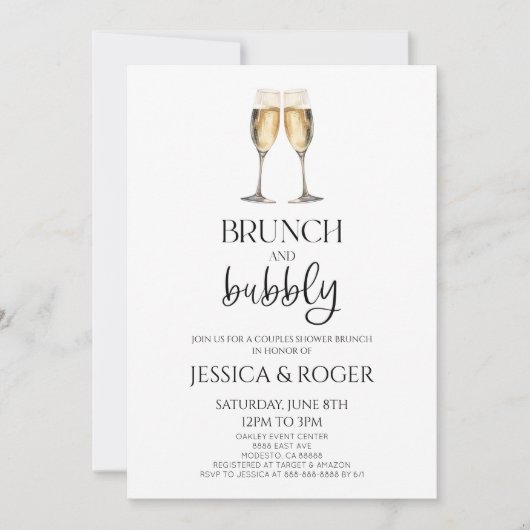 Brunch en Bubbly Koppels Bruiloft Douche Brunch Kaart (Voorkant)