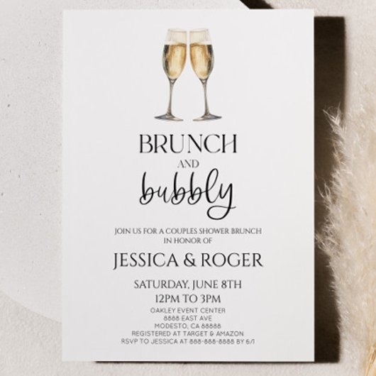 Brunch en Bubbly Koppels Bruiloft Douche Brunch Kaart