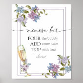 Brunch en Bubbly Lavendel en Lila Vrijgezellenfees Poster (Voorkant)