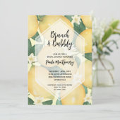 Brunch en Bubbly Lemons Vrijgezellenfeest Kaart (Staand voorkant)