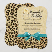 Brunch en Bubbly Leopard Turquoise Vrijgezellenfee Kaart (Voorkant / Achterkant)
