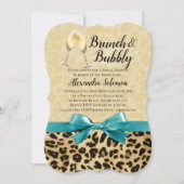Brunch en Bubbly Leopard Turquoise Vrijgezellenfee Kaart (Voorkant)