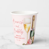 Brunch en Bubbly Mimosa Champagne Verjaardagsbrunc Papieren Bekers (Voorkant)