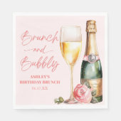 Brunch en Bubbly Mimosa Champagne Verjaardagsbrunc Servet (Voorkant)