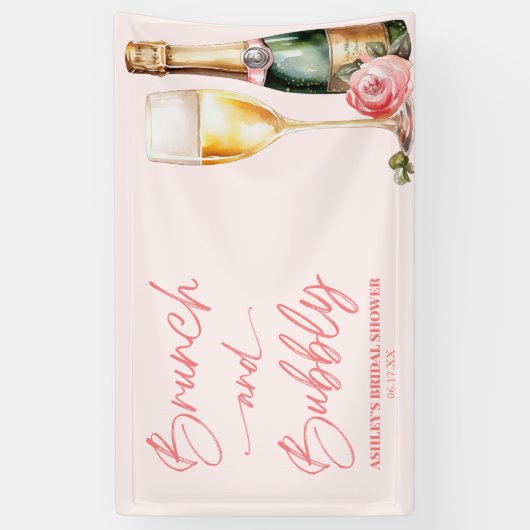 Brunch en Bubbly Mimosa Champagne Vrijgezellenfees Spandoek (Verticaal)