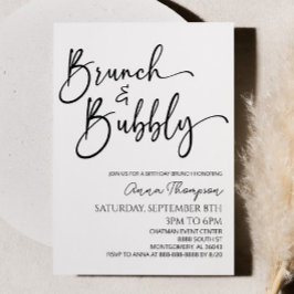 Brunch en Bubbly Minimale Verjaardag Brunch Party Kaart
