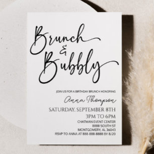 Brunch en Bubbly Minimale Verjaardag Brunch Party Kaart