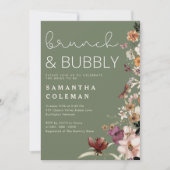 Brunch en Bubbly Modern Script Boho Vrijgezellenfe Kaart (Voorkant)