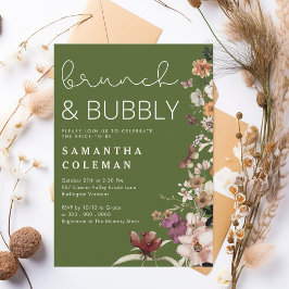 Brunch en Bubbly Modern Script Boho Vrijgezellenfe Kaart